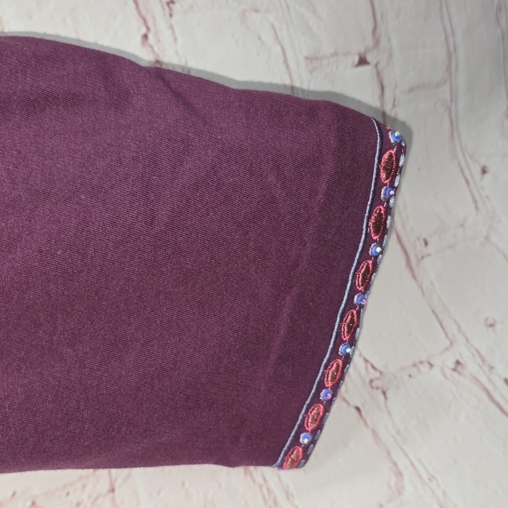 Soft Surroundings Dark Berry Playa Embroidered Jacket Open Beaded Womens 2X NWT - Picture 5 of 14